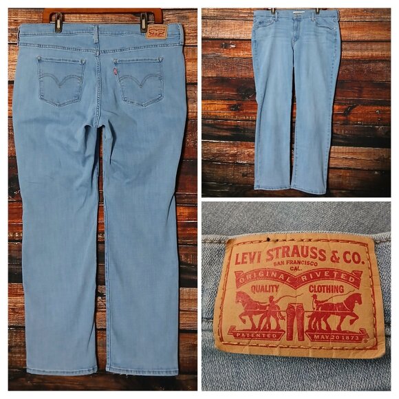 Levis Jeans Plus Size 18W Classic Straight Mid Rise Light Wash Denim Stretch - Picture 1 of 8
